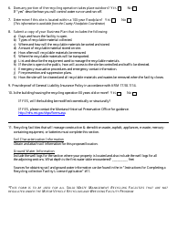 Recycling Collection Facility License Application Form - Montana, Page 2