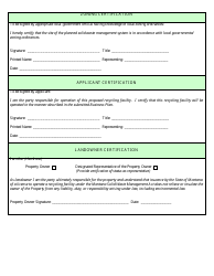Recycling Collection Facility License Application Form - Montana, Page 3