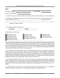 Attachment B Youth Health Information Request to Release Records - Montana
