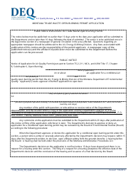 Montana Trade Waste Open Burning Permit Application Form - Montana, Page 2