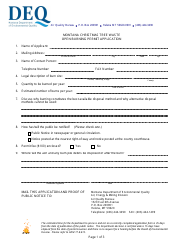 Document preview: Montana Christmas Tree Waste Open Burning Permit Application Form - Montana