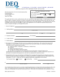 Montana Major Open Burning Permit Application Form - Montana