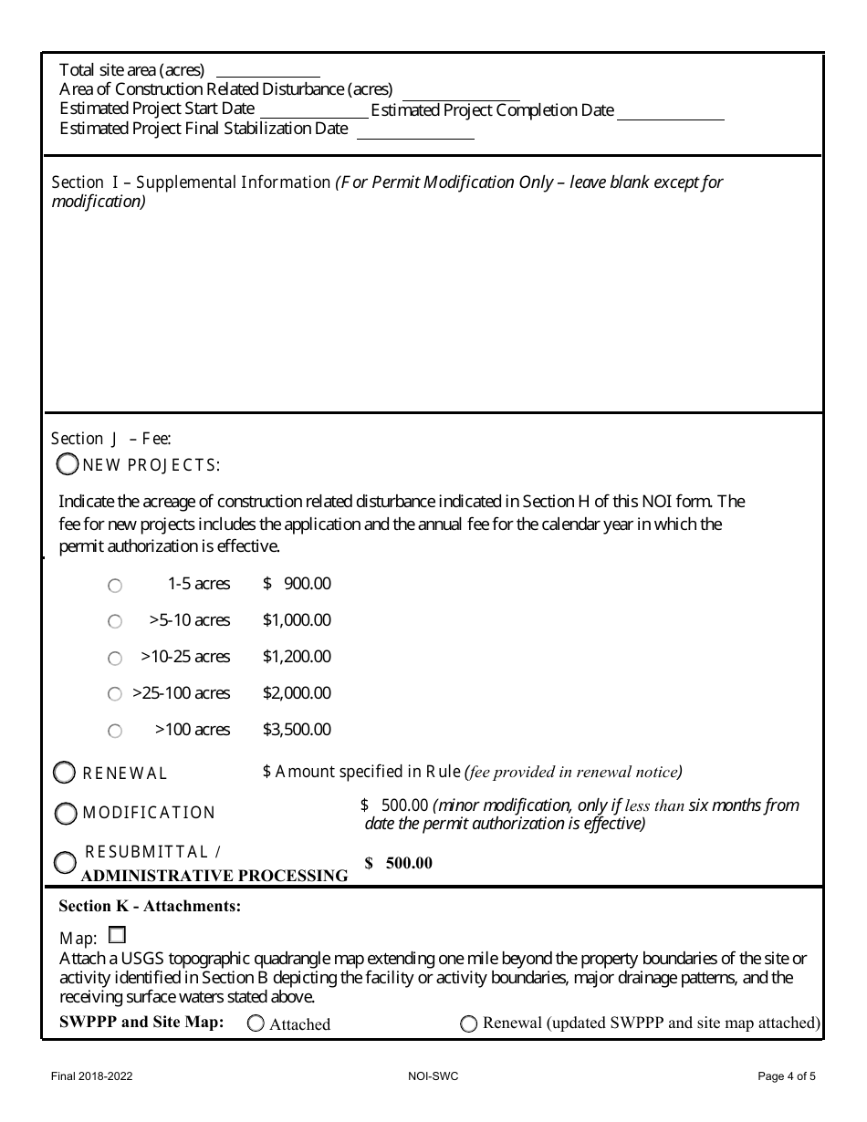 Form NOI-SWC Notice of Intent for Storm Water Discharge Associated With Construction Activity (Mtr100000) - Montana, Page 4