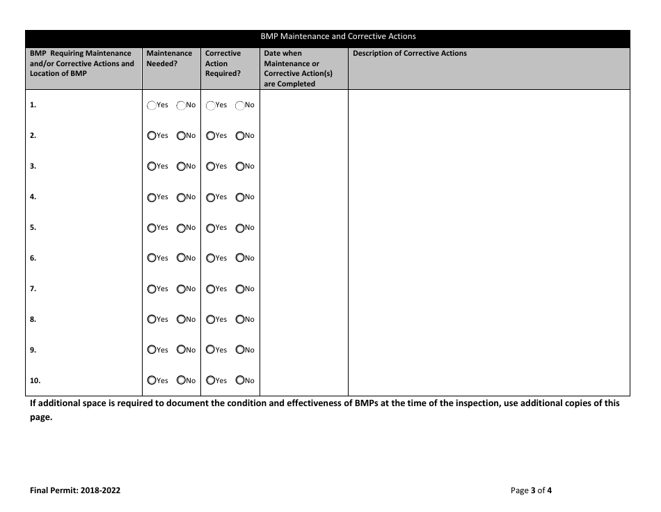 Attachment B Self Inspection Report Form - Montana, Page 3