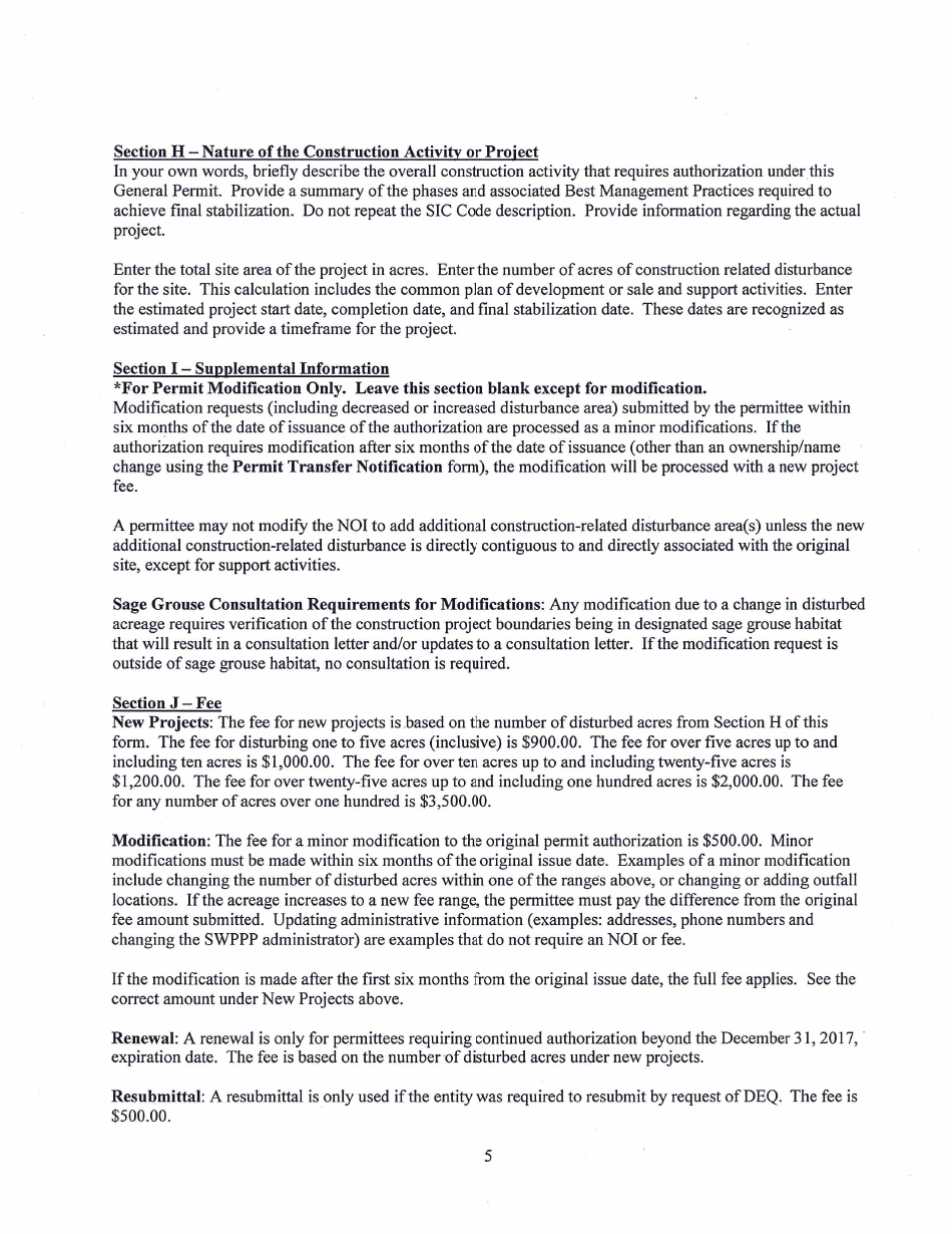 Instructions for Form NOI-SWC Notice of Intent (Noi) - Storm Water Discharge Associated With Construction. Activity (Mtr100000) - Montana, Page 5
