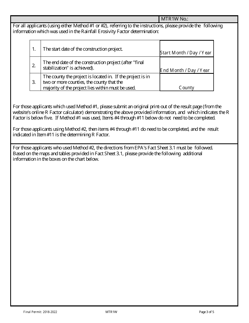 Form MTR1W Rainfall Erosivity Waiver Form (Mtr1w0000) - Montana, Page 3