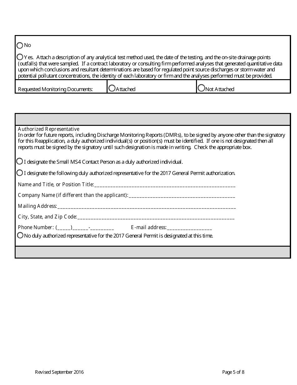 Form MS4REAPP Permittee Reapplication Form - General Permit for Storm Water Discharges Associated With Ms4s - Montana, Page 5