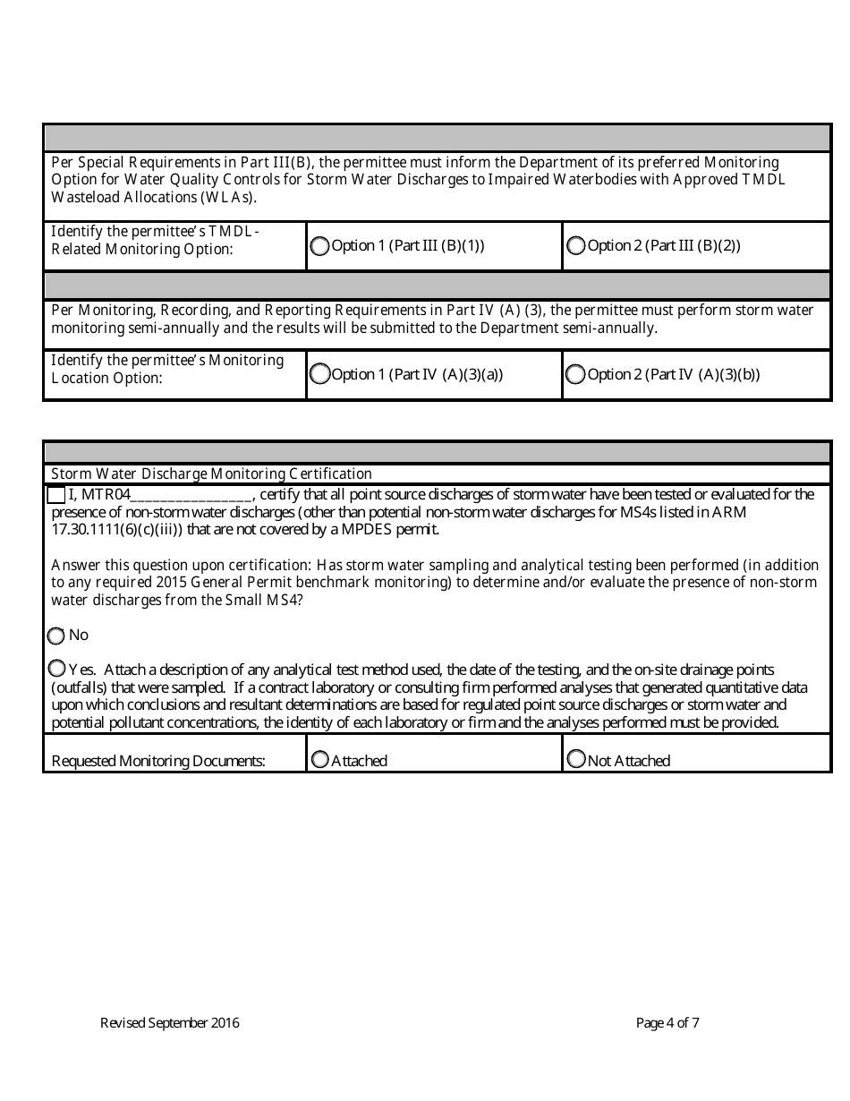 Form MS4NEWAPP New Permittee Application Form - General Permit for Storm Water Discharges Associated With Ms4s - Montana, Page 4