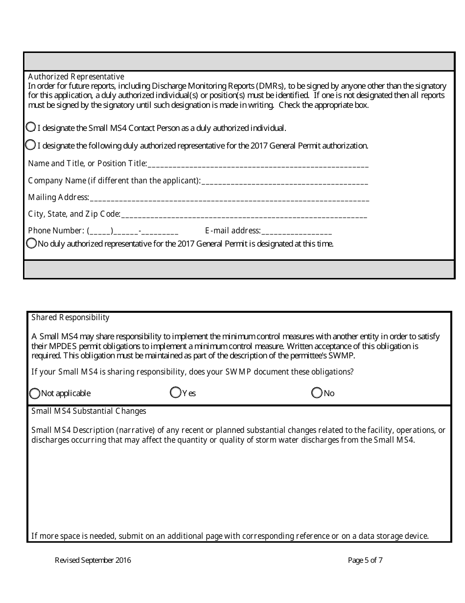 Form MS4NEWAPP New Permittee Application Form - General Permit for Storm Water Discharges Associated With Ms4s - Montana, Page 5