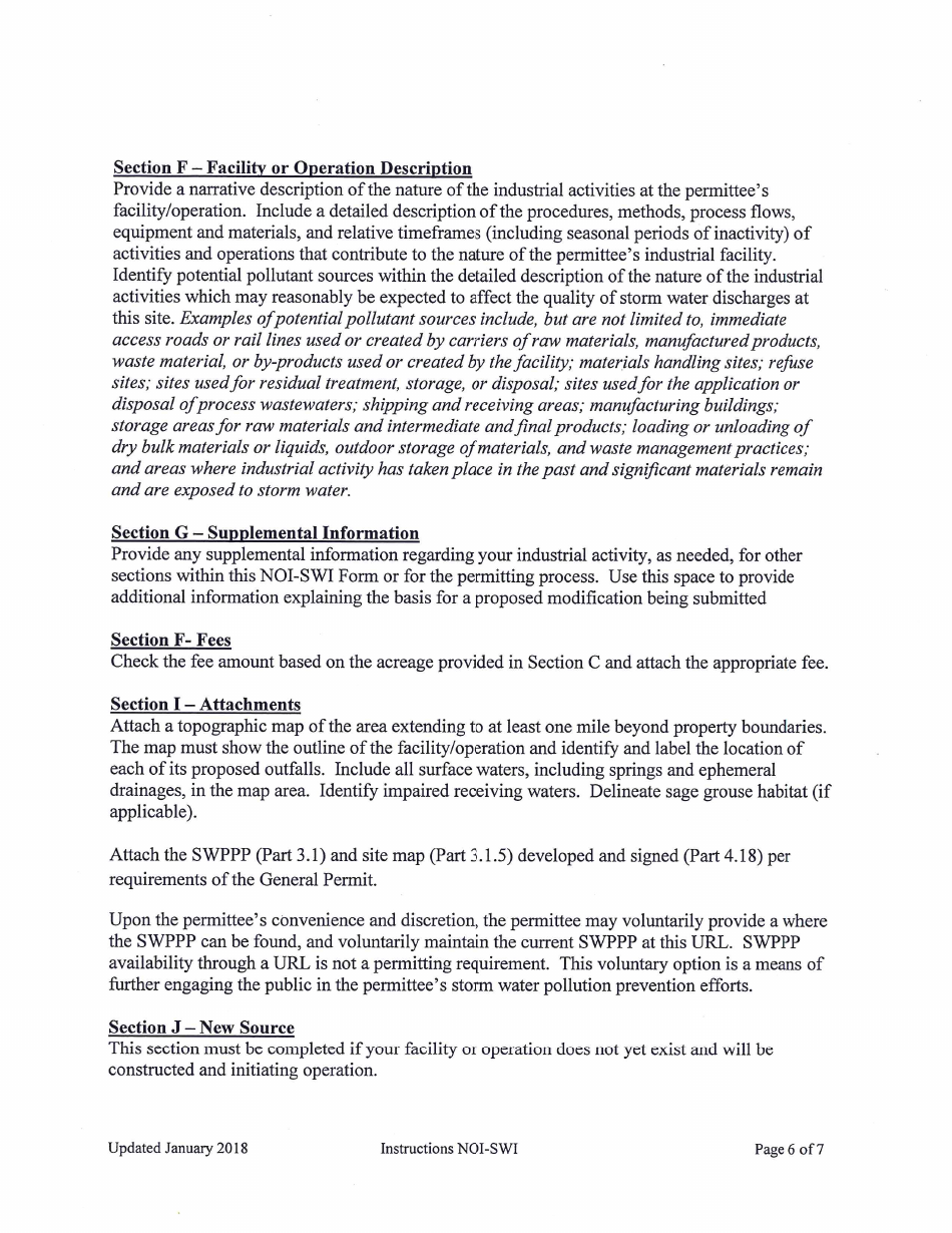 Instructions for Form NOI-SWI Notice of Intent for Multi-Sector Storm Water Discharges Associated With Industrial Activity - Montana, Page 11