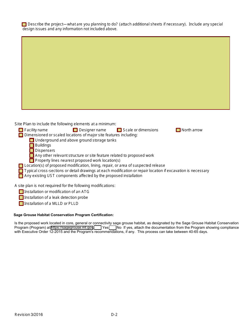 Supplement D Modification, Repair, Lining, or Investigation - Montana, Page 2