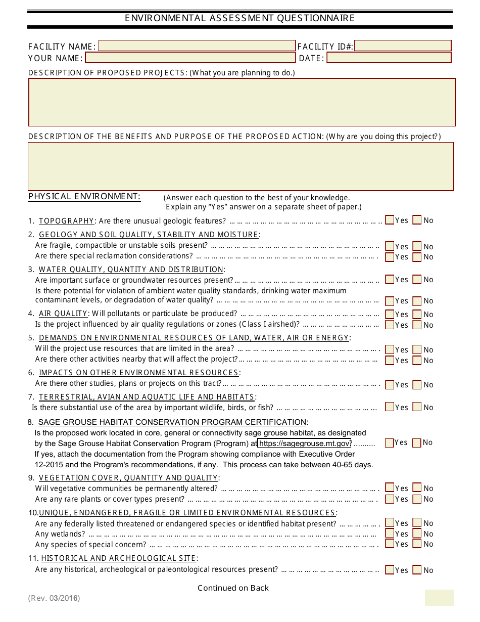 Fillable 8 Sample Environmental Assessment Forms Edit Print Download