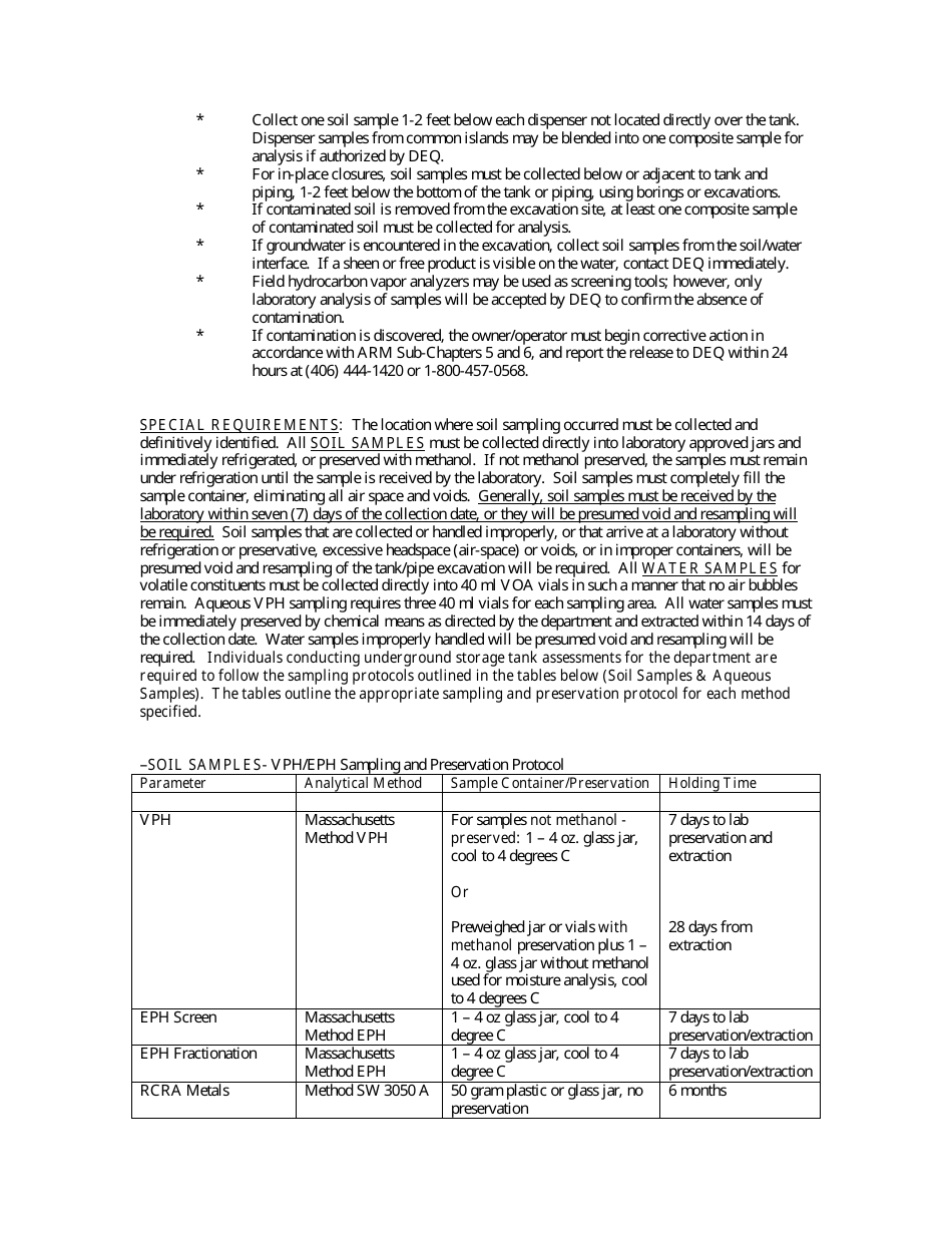 Underground Storage Tank Closure Checklist - Montana, Page 3