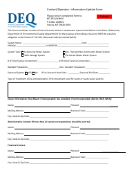 Document preview: Contact/Operator Information Update Form - Montana