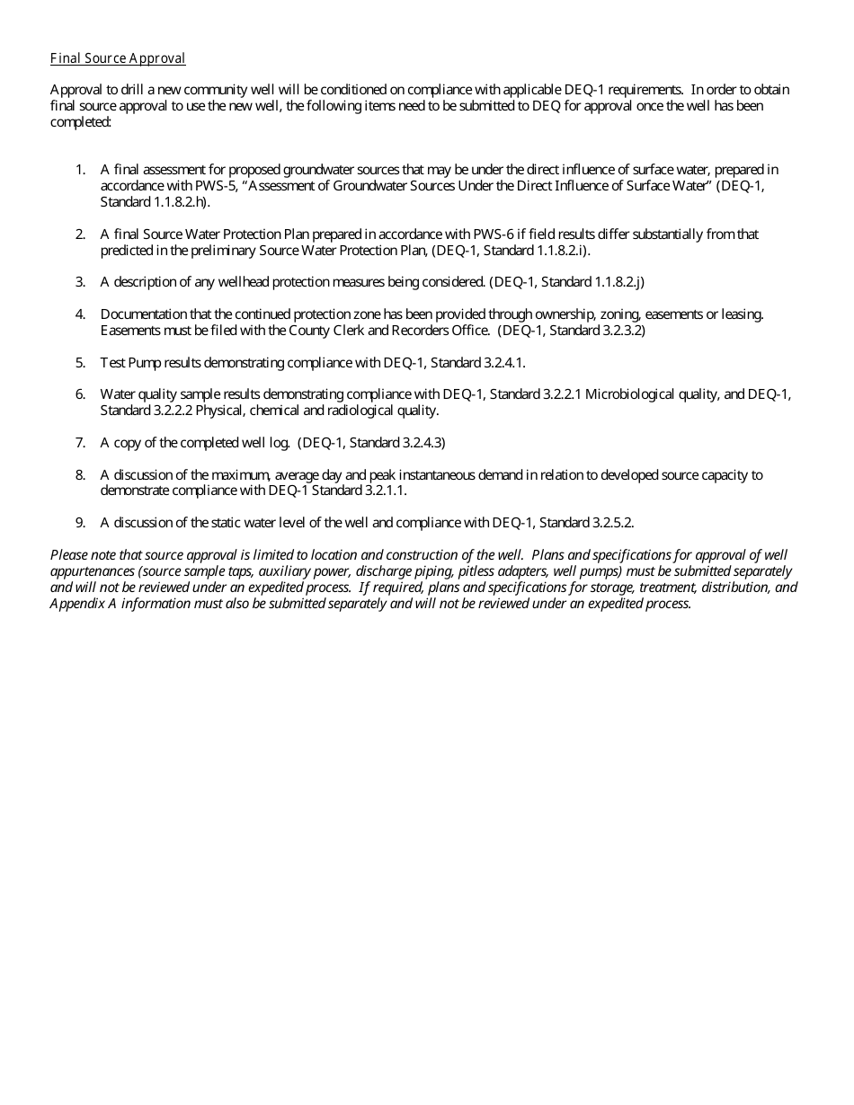 New Community Water Supply Well Expedited Review Checklist - Montana, Page 10