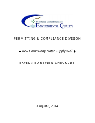 New Community Water Supply Well Expedited Review Checklist - Montana