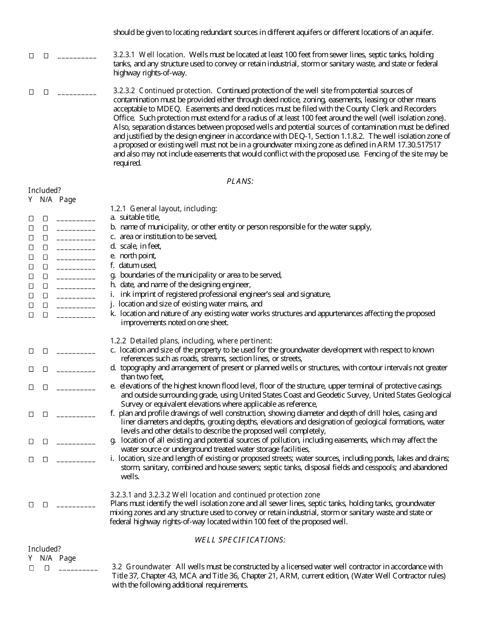 New Community Water Supply Well Expedited Review Checklist - Montana, Page 5
