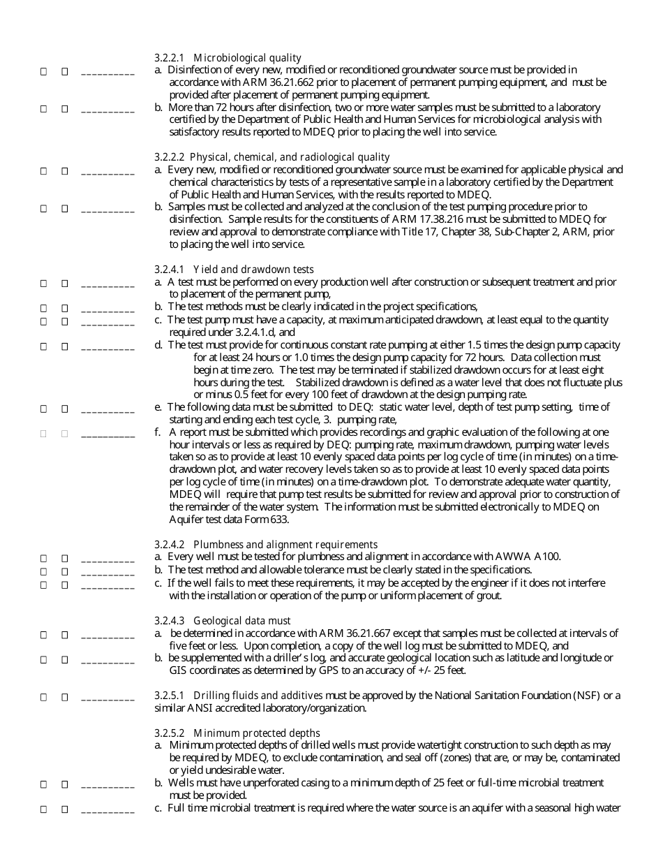 New Community Water Supply Well Expedited Review Checklist - Montana, Page 6