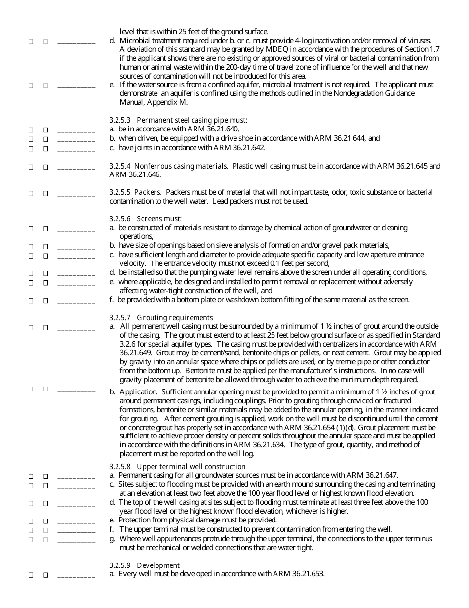 New Community Water Supply Well Expedited Review Checklist - Montana, Page 7