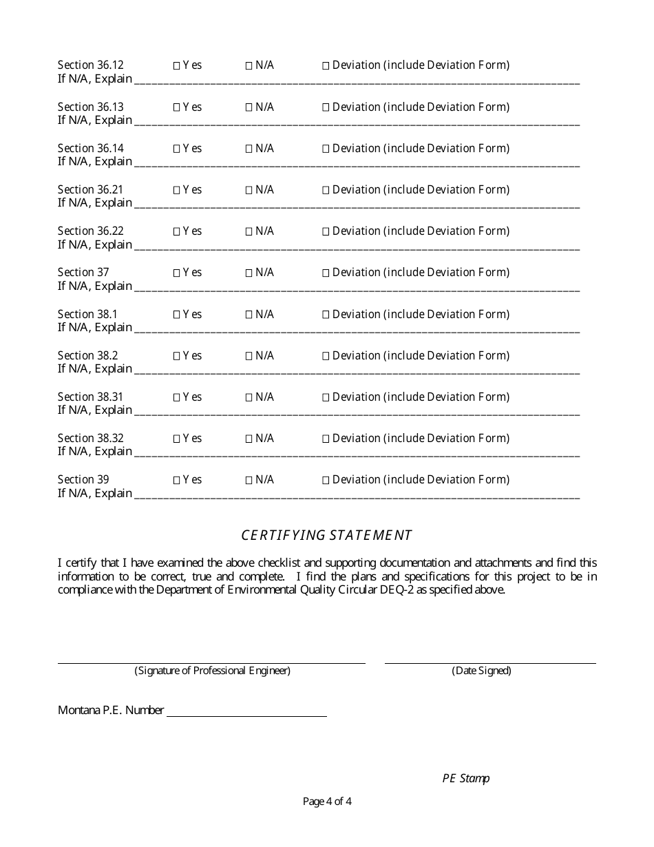 Sewer Main Certified Checklist - Montana, Page 6