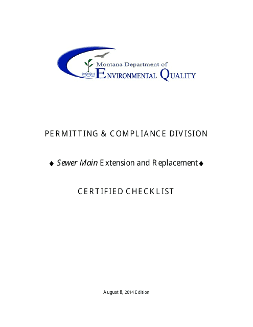Sewer Main Certified Checklist - Montana Download Pdf