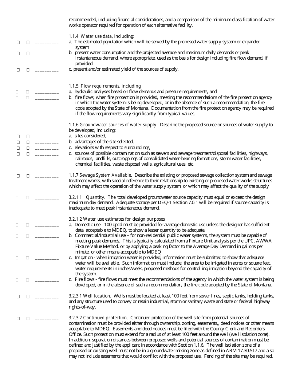 New Public Water Supply Well Expedited Review Checklist - Montana, Page 4