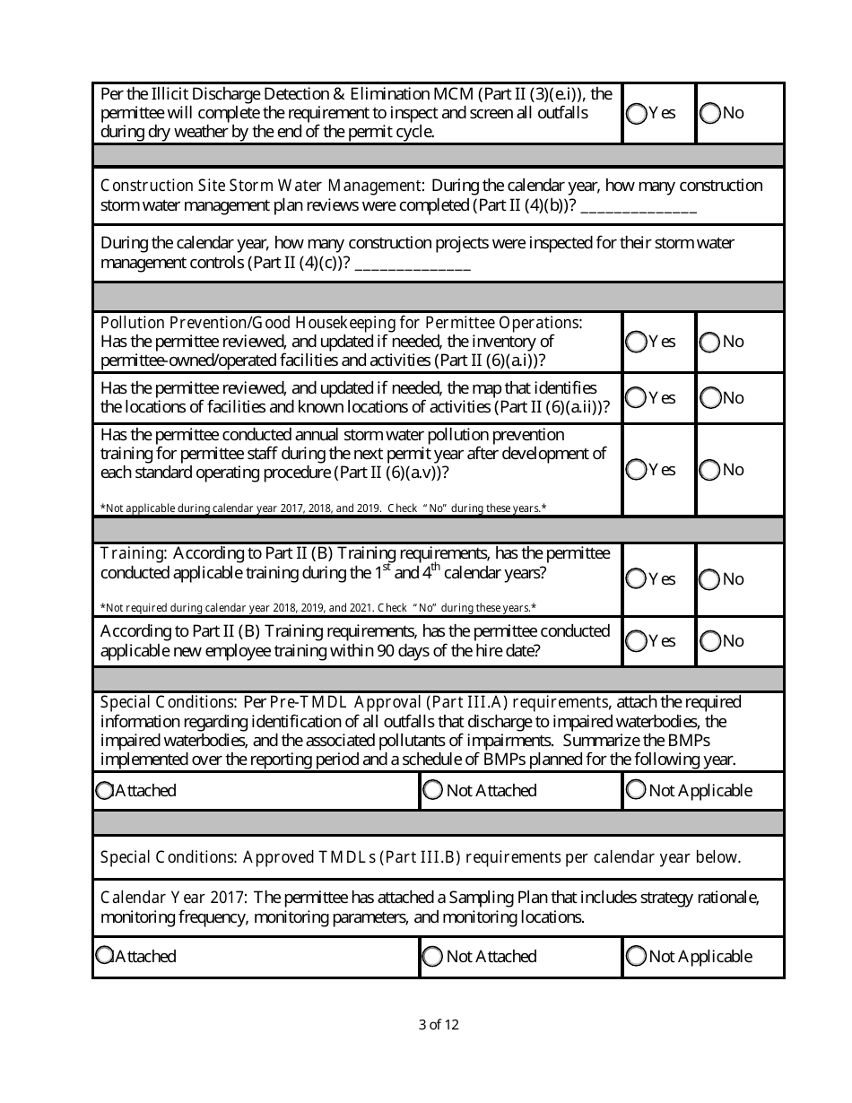 Form MS4-AR Mpdes Storm Water Small Ms4 Annual Report Form - Montana, Page 3