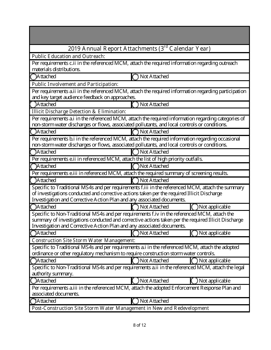 Form MS4-AR Mpdes Storm Water Small Ms4 Annual Report Form - Montana, Page 8