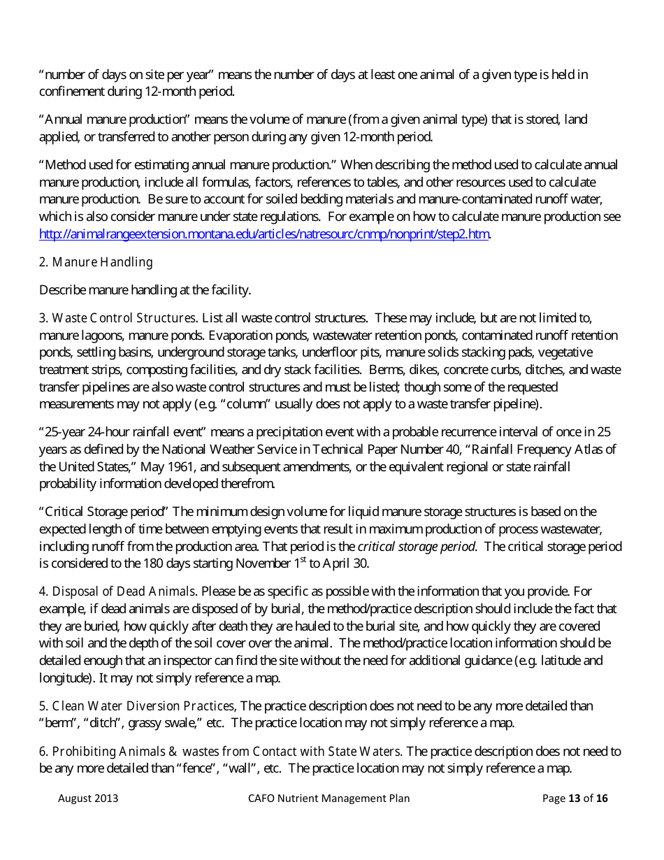 Form NMP Nutrient Management Plan - Montana, Page 13