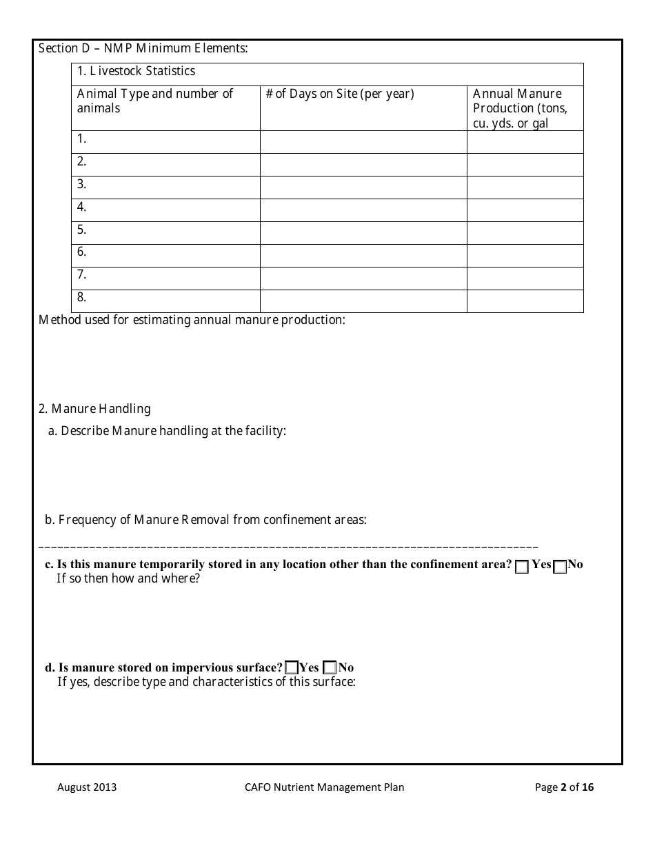 Form NMP Nutrient Management Plan - Montana, Page 2