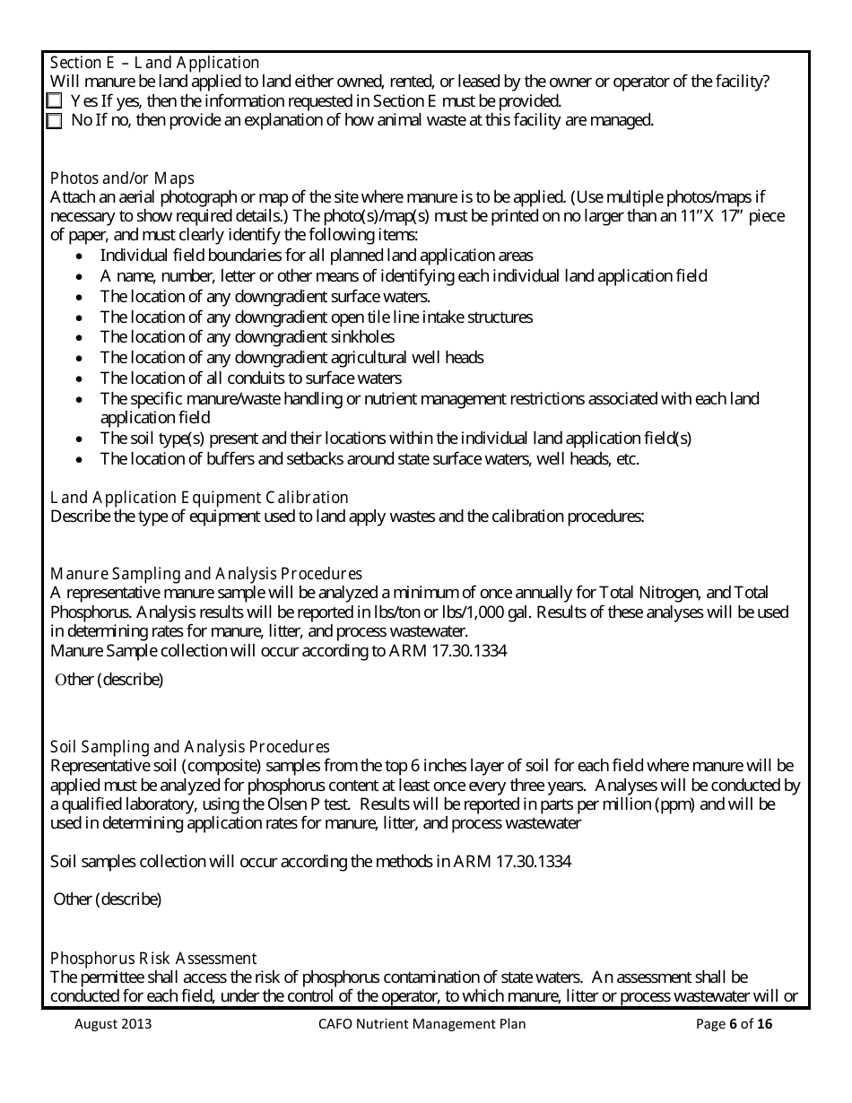Form NMP Nutrient Management Plan - Montana, Page 6