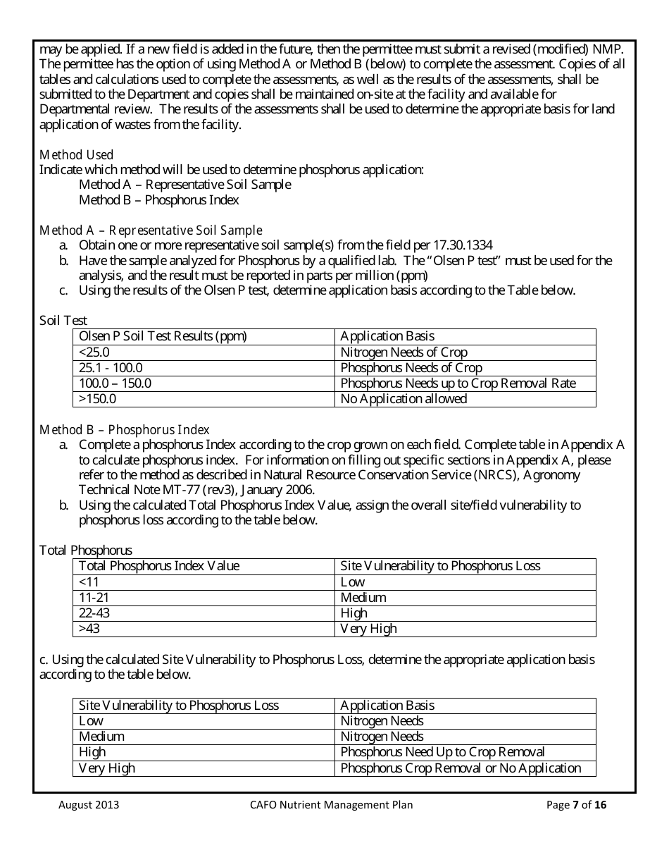 Form NMP Nutrient Management Plan - Montana, Page 7