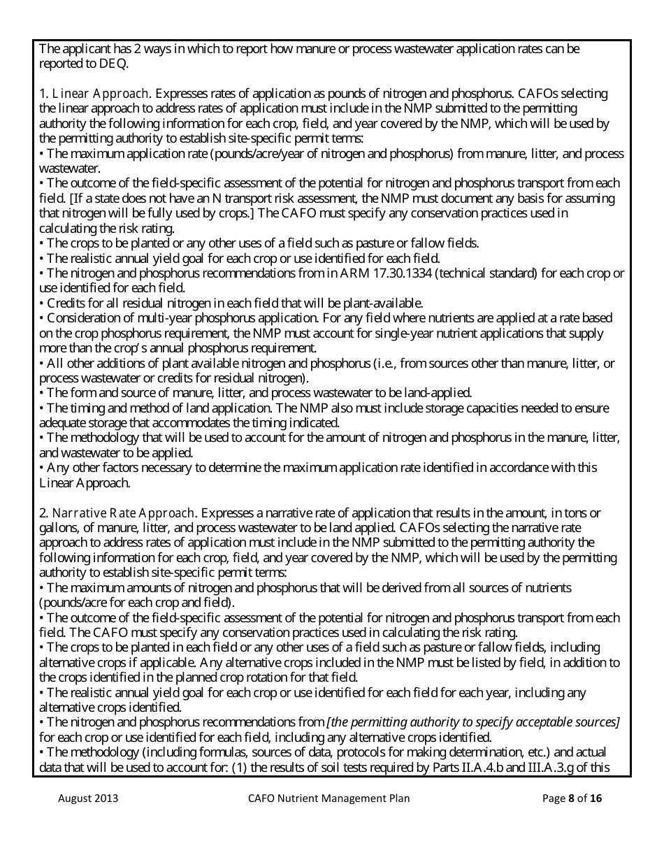 Form NMP Nutrient Management Plan - Montana, Page 8