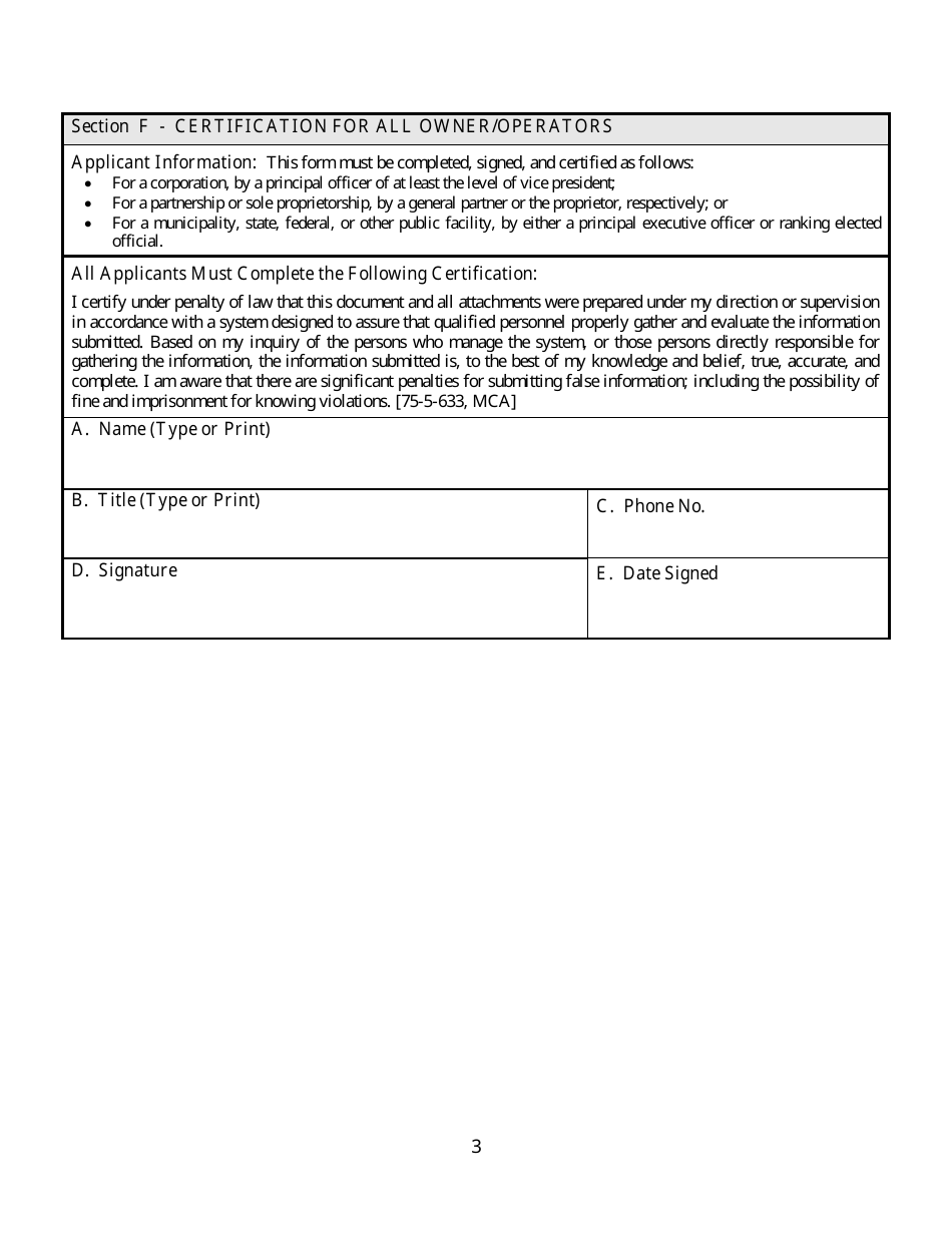 Form NOI-77 Notice of Intent - Disinfected Water and Hydrostatic Testing General Permit (Mtg770000) - Montana, Page 3