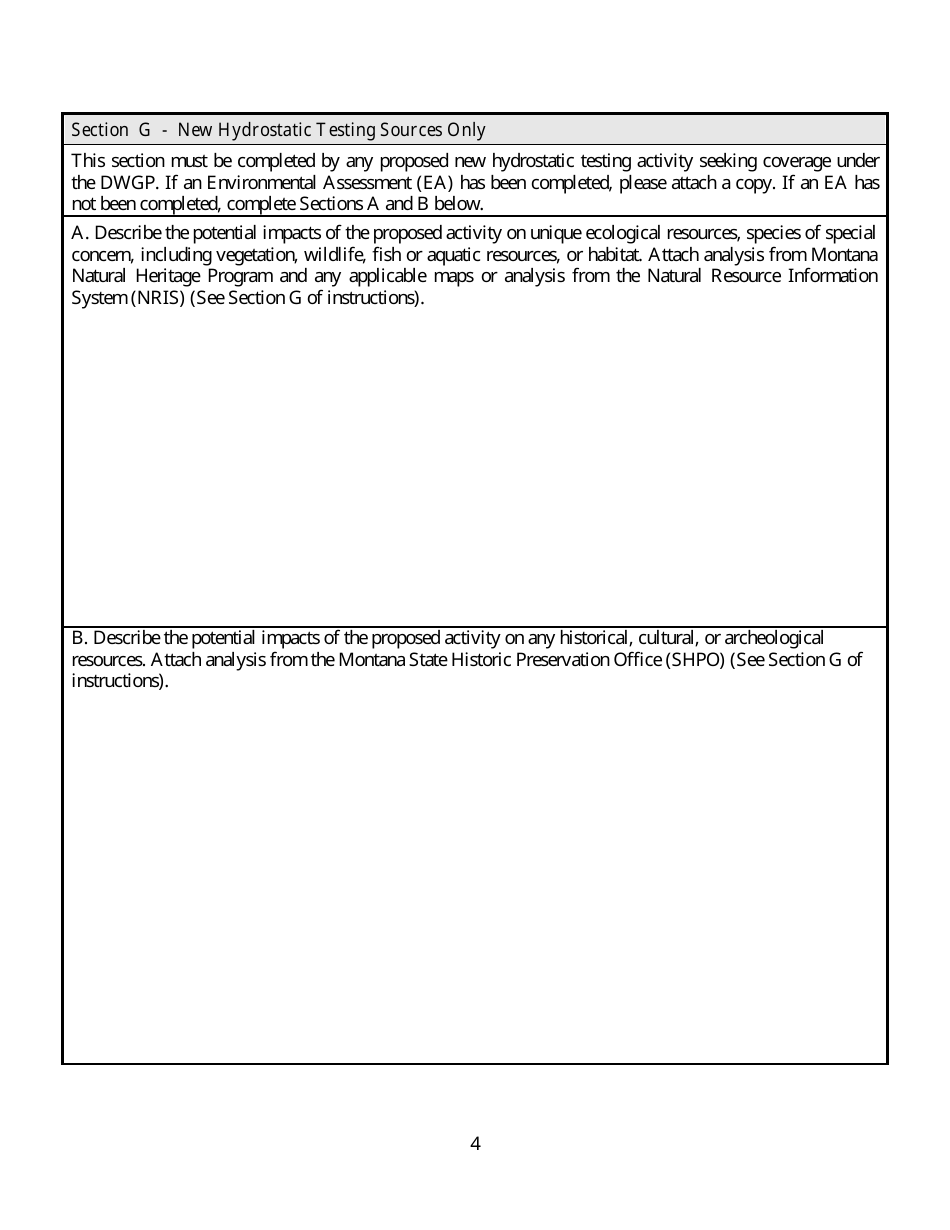 Form NOI-77 Notice of Intent - Disinfected Water and Hydrostatic Testing General Permit (Mtg770000) - Montana, Page 4