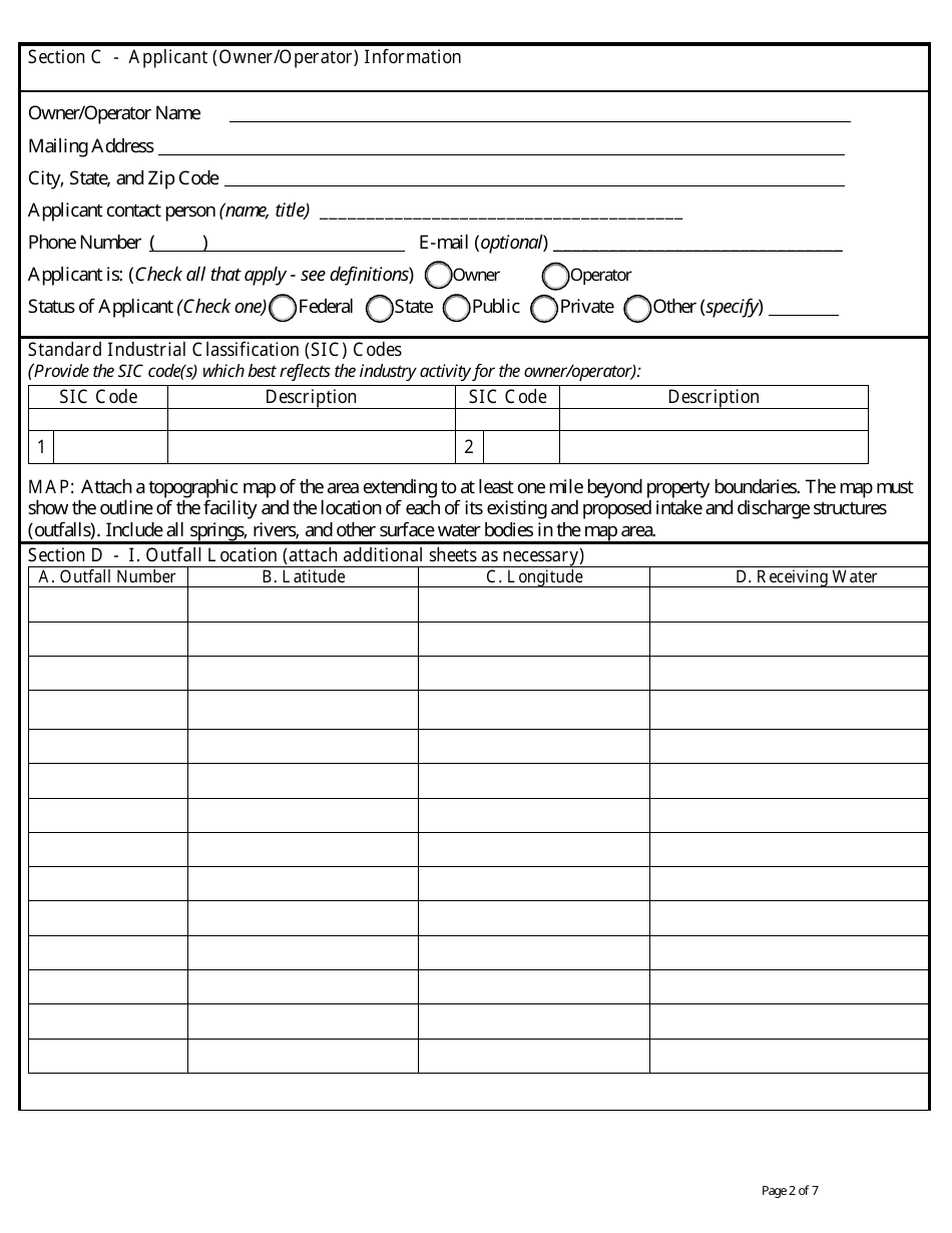 Form NOI-13 Notice of Intent - Concentrated Aquatic Animal Production General Permit (Mtg130000) - Montana, Page 2