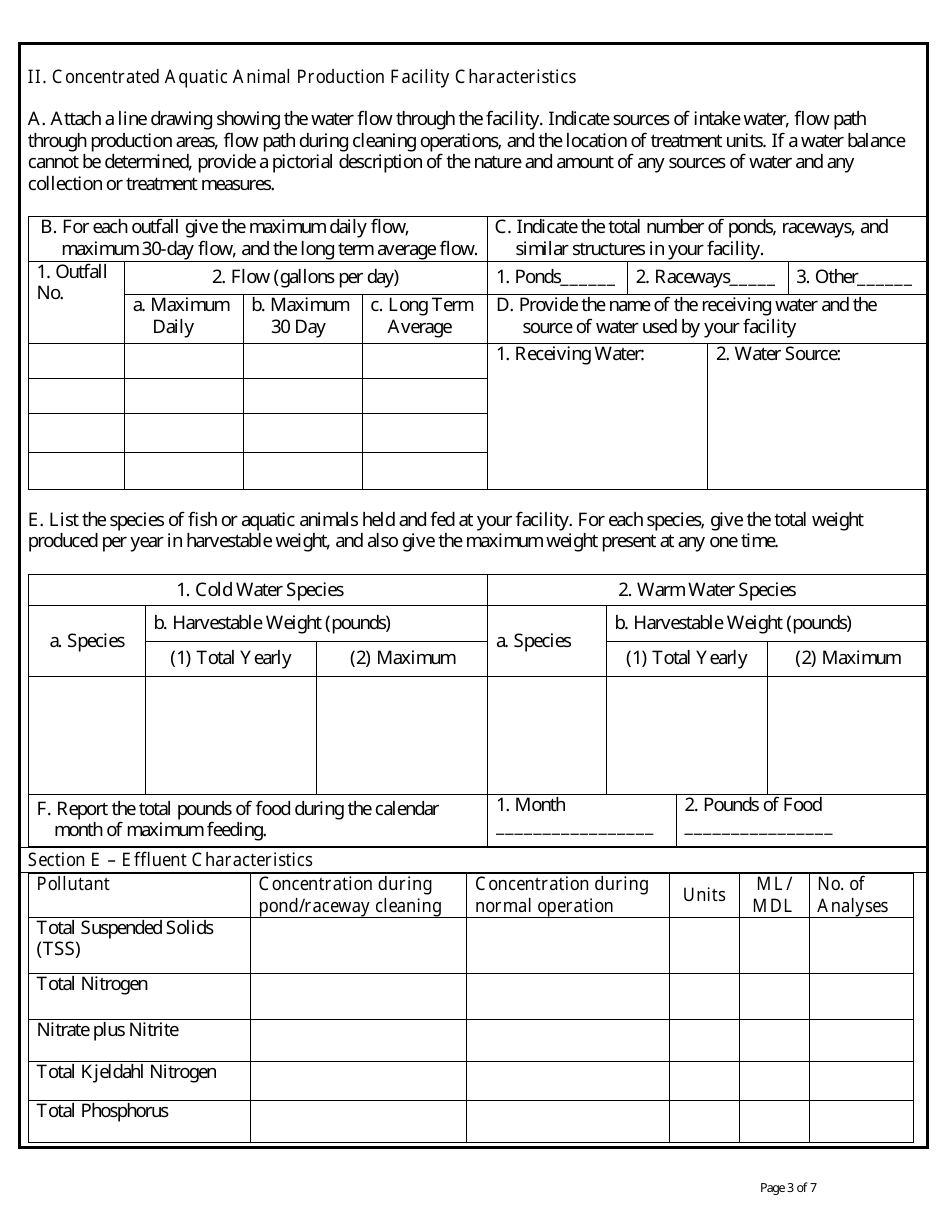 Form NOI-13 Notice of Intent - Concentrated Aquatic Animal Production General Permit (Mtg130000) - Montana, Page 3