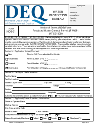 Form NOI-31 Notice of Intent (Noi) Form - Produced Water General Permit (Pwgp) - Montana