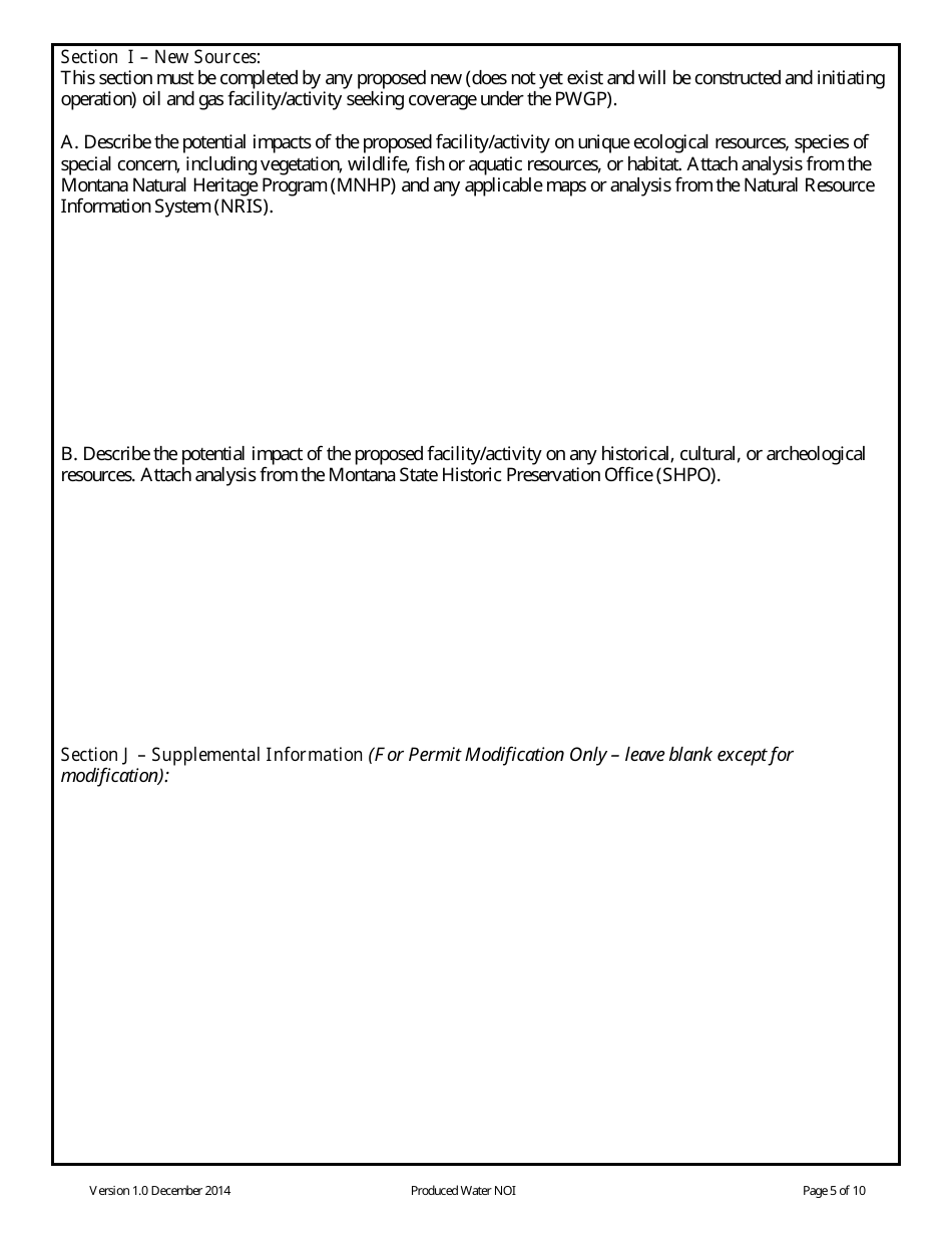 Form NOI-31 Notice of Intent (Noi) Form - Produced Water General Permit (Pwgp) - Montana, Page 5