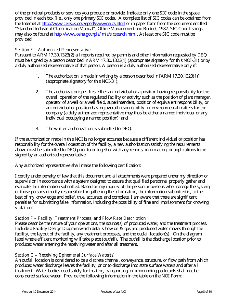 Form NOI-31 Notice of Intent (Noi) Form - Produced Water General Permit (Pwgp) - Montana, Page 8
