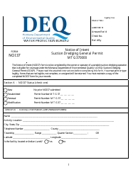 Form NOI37 Notice of Intent - Suction Dredging General Permit (Mtg370000) - Montana