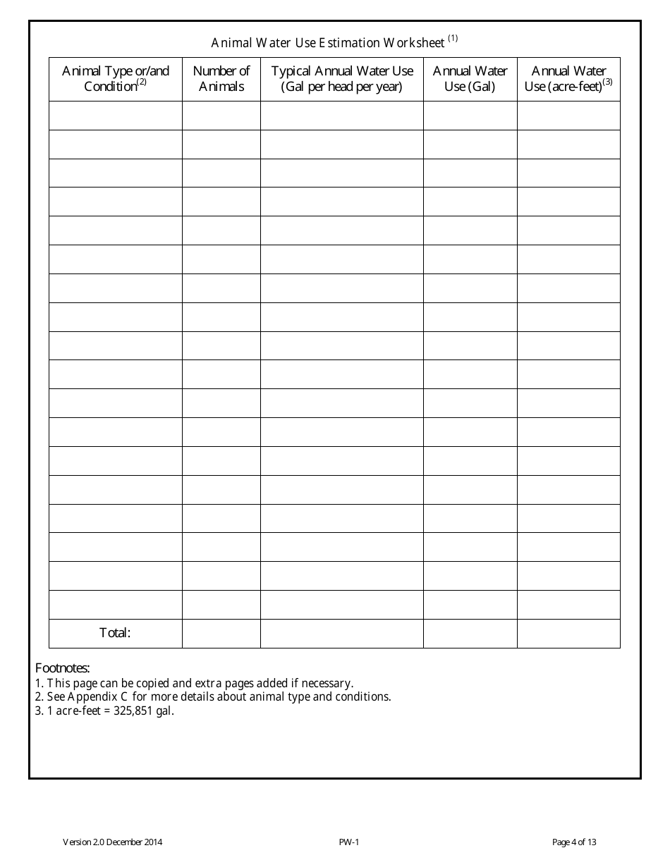 Form PW-1 Produced Water Storage Capacity Self-evaluation - Montana, Page 4