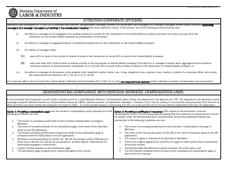 Form DLI-ERD-WCR01 &quot;Application for Construction Contractor Registration&quot; - Montana, Page 2