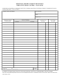 Document preview: Form UI-5A Montana Unemployment Insurance Employee Wage Listing - Montana