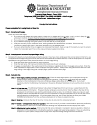 Instructions for Form UI-5G &quot;Montana Employer's Unemployment Insurance (Ui) Quarterly Wage Report&quot; - Montana