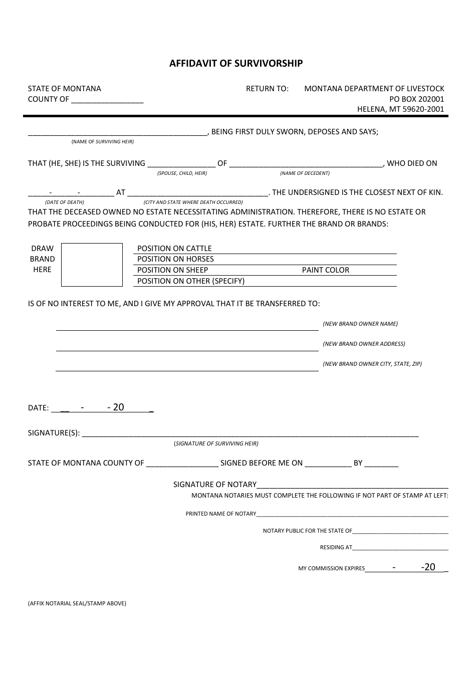 Form Lhfm Ull 1142 Affidavit Of Survivorship Printabl 1318