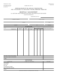 Form 9 &quot;Monthly Gas Report&quot; - Montana