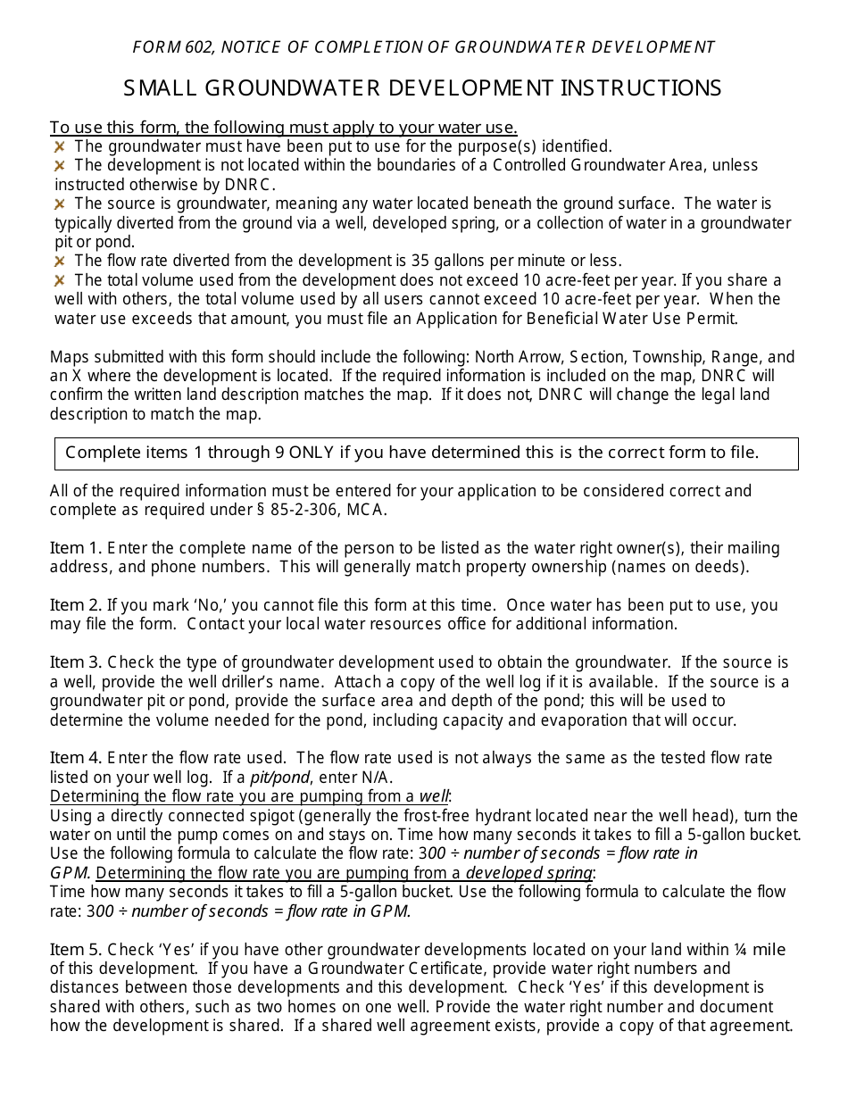 Form 602 Notice of Completion of Groundwater Development - Montana, Page 3