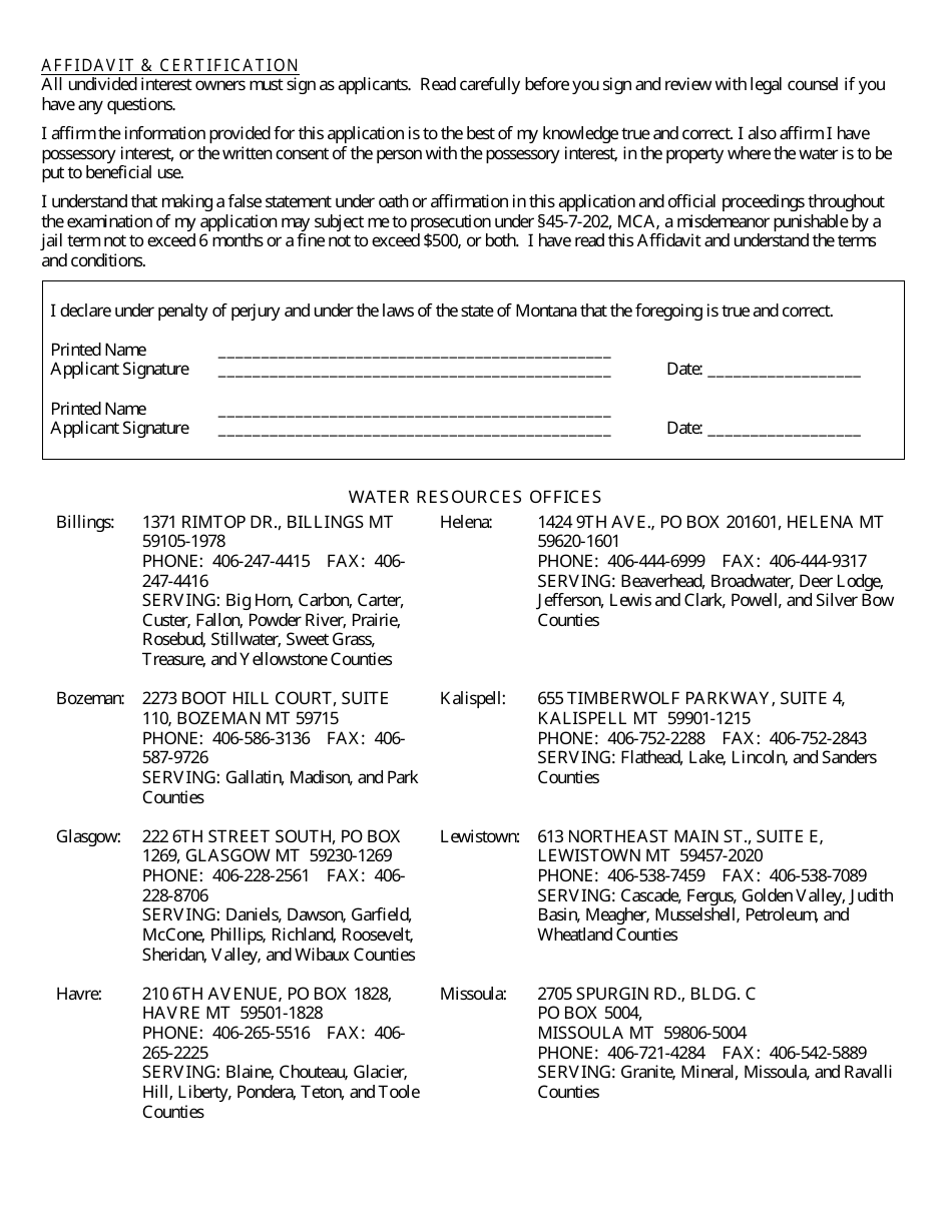 Form 606 STOCKTANK Application to Change a Water Right - Additional Stock Tanks - Montana, Page 3