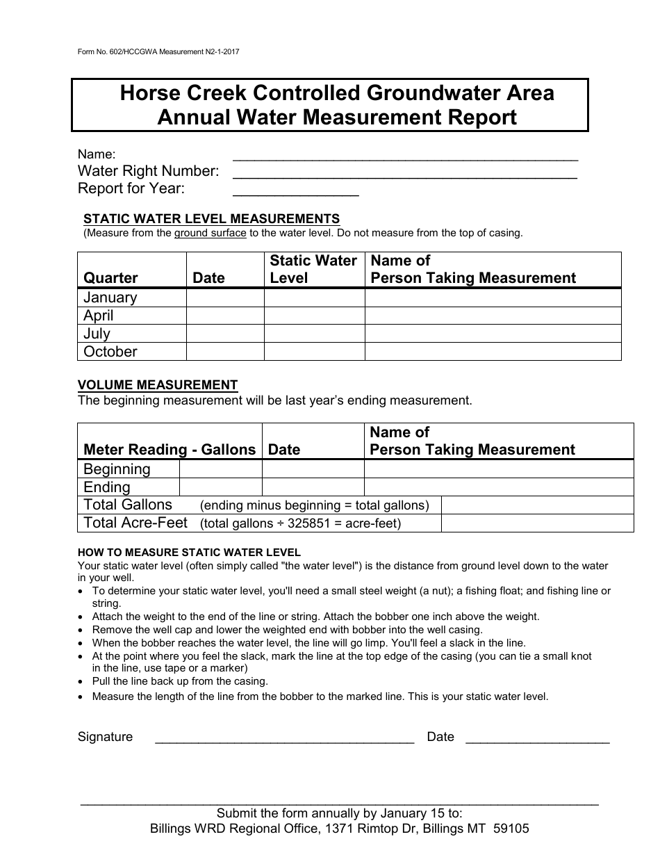 Form 602-HCCGWA Notice of Completion of Groundwater Development - Horse Creek Controlled Groundwater Area (Hccgwa) - Montana, Page 4